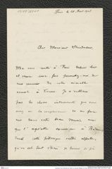 Nachlass Franz Steindachner, Brief von Jacques Pellegrin an Franz Steindachner (28.04.1908), Inv.Nr. 387.01, Seite 1
